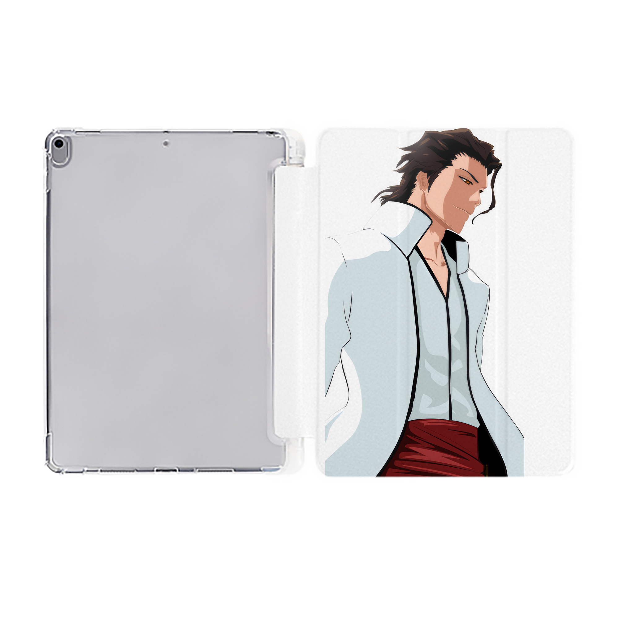 （画像用） ブリーチ 藍染 惣右介（あいぜん そうすけ） BLEACH Aizen Sousuke IPad ケース ペン収納付き 三つ折りスタンド PUレザー×シリコン 対応機種9.5/10.5/10.9インチ